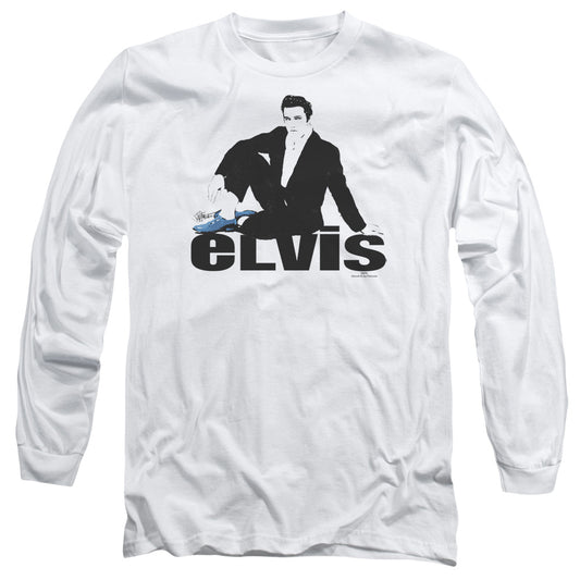 Elvis Presley Blue Suede Mens Long Sleeve Shirt White