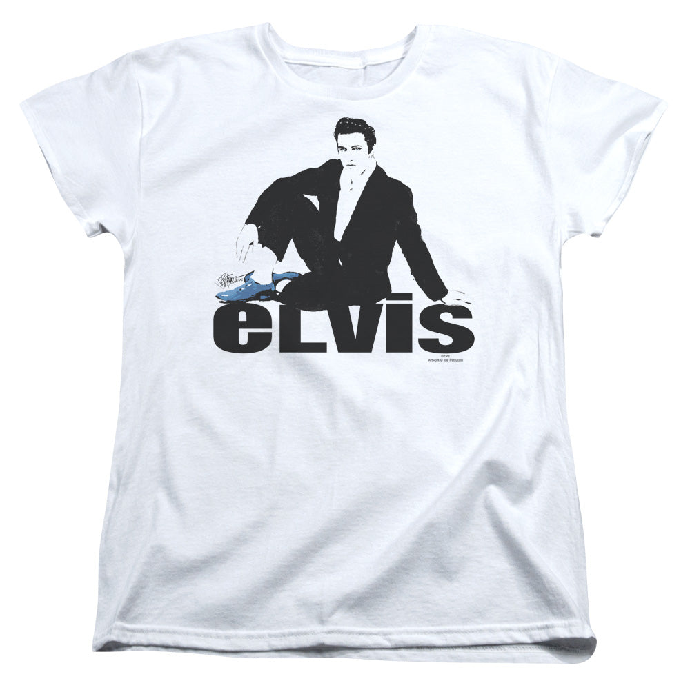 Elvis Presley Blue Suede Womens T Shirt White