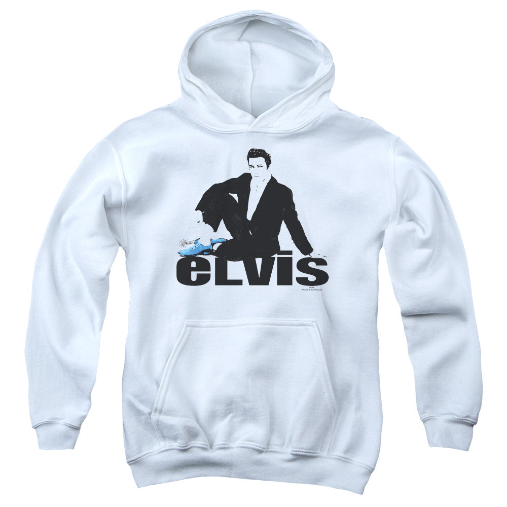 Elvis Presley Blue Suede Kids Youth Hoodie White