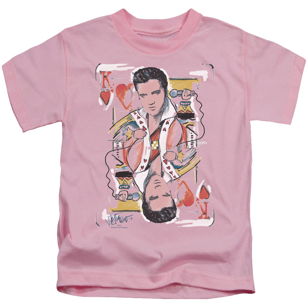 Elvis Presley King of Hearts Juvenile Kids Youth T Shirt Pink