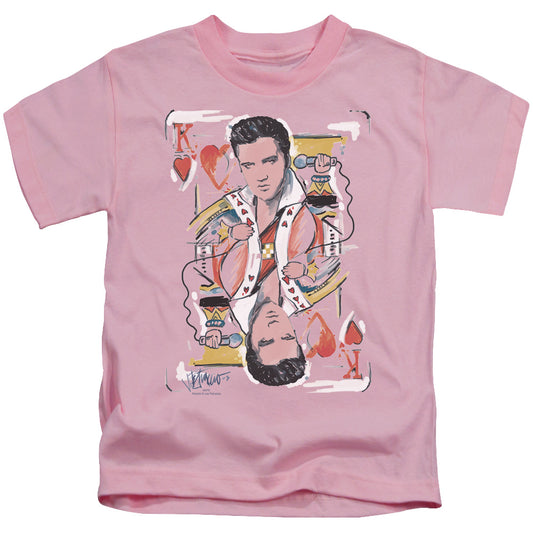 Elvis Presley King of Hearts Juvenile Kids Youth T Shirt Pink