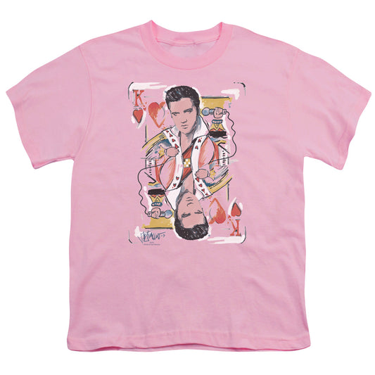 Elvis Presley King of Hearts Kids Youth T Shirt Pink
