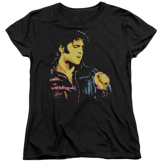 Elvis Presley Neon Elvis Womens T Shirt Black