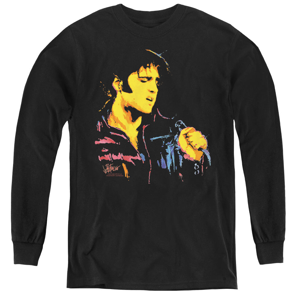 Elvis Presley Neon Elvis Long Sleeve Kids Youth T Shirt Black