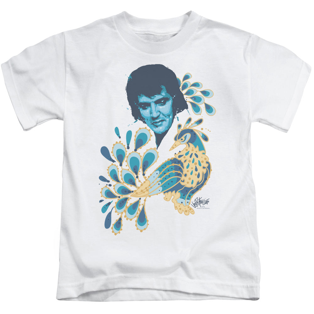 Elvis Presley Peacock Juvenile Kids Youth T Shirt White 