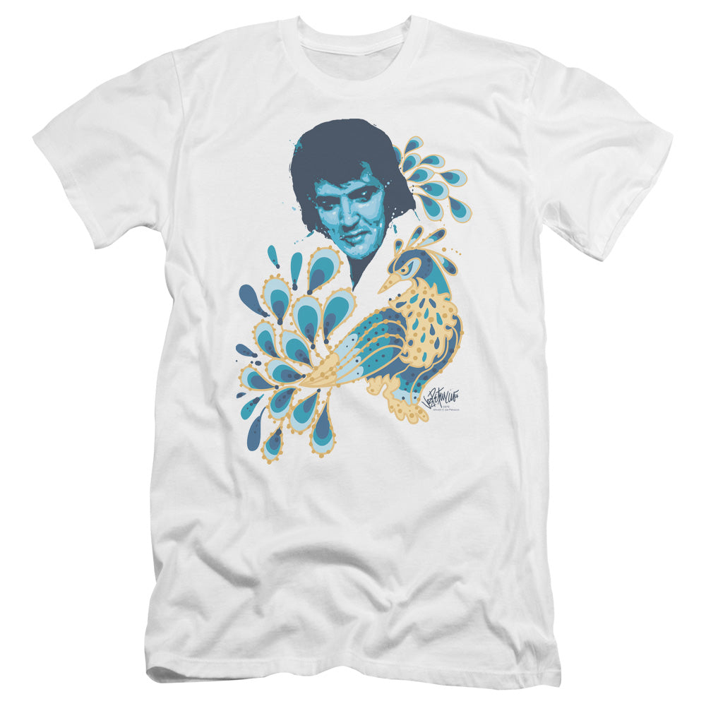 Elvis Presley Peacock Premium Bella Canvas Slim Fit Mens T Shirt White