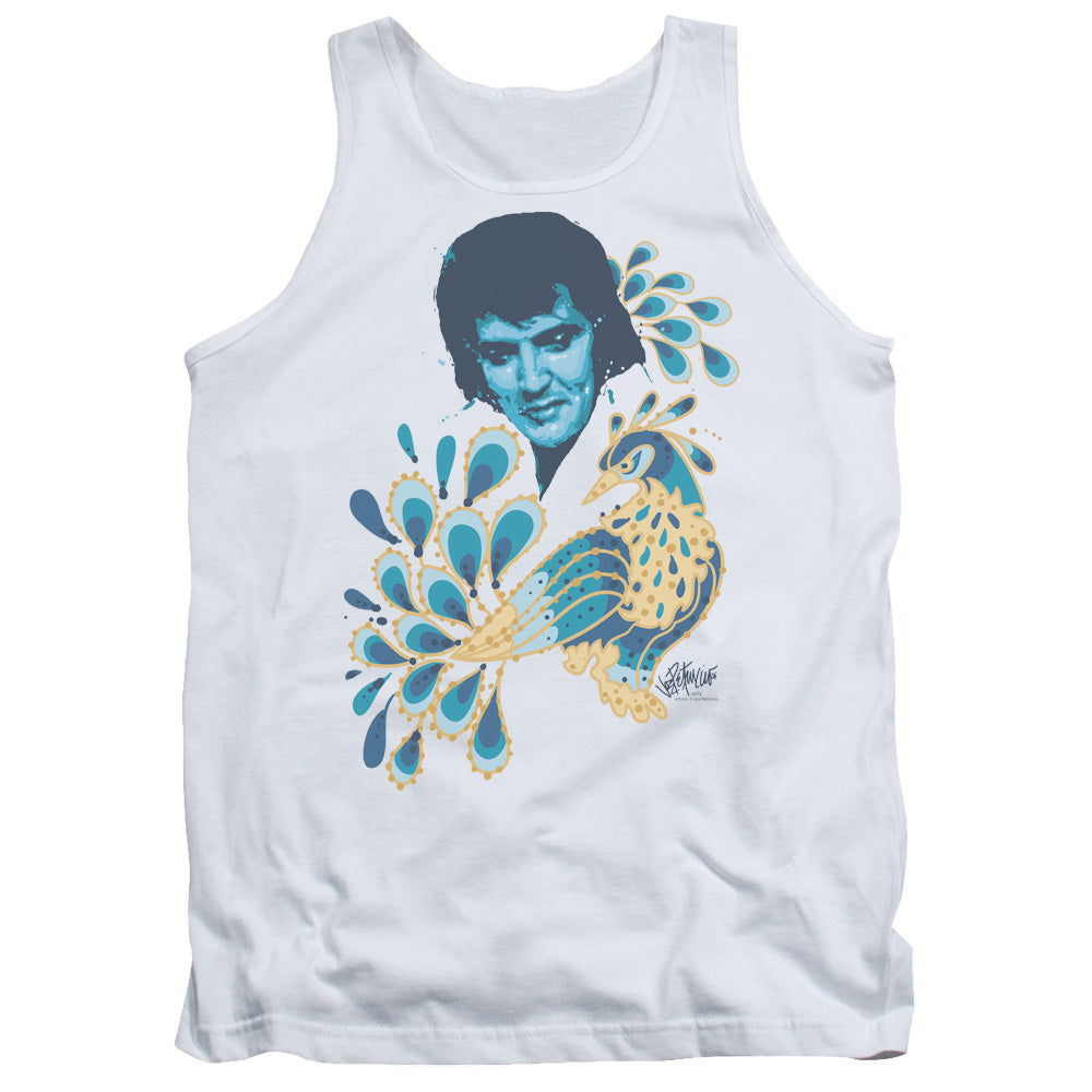 Elvis Presley Peacock Mens Tank Top Shirt White