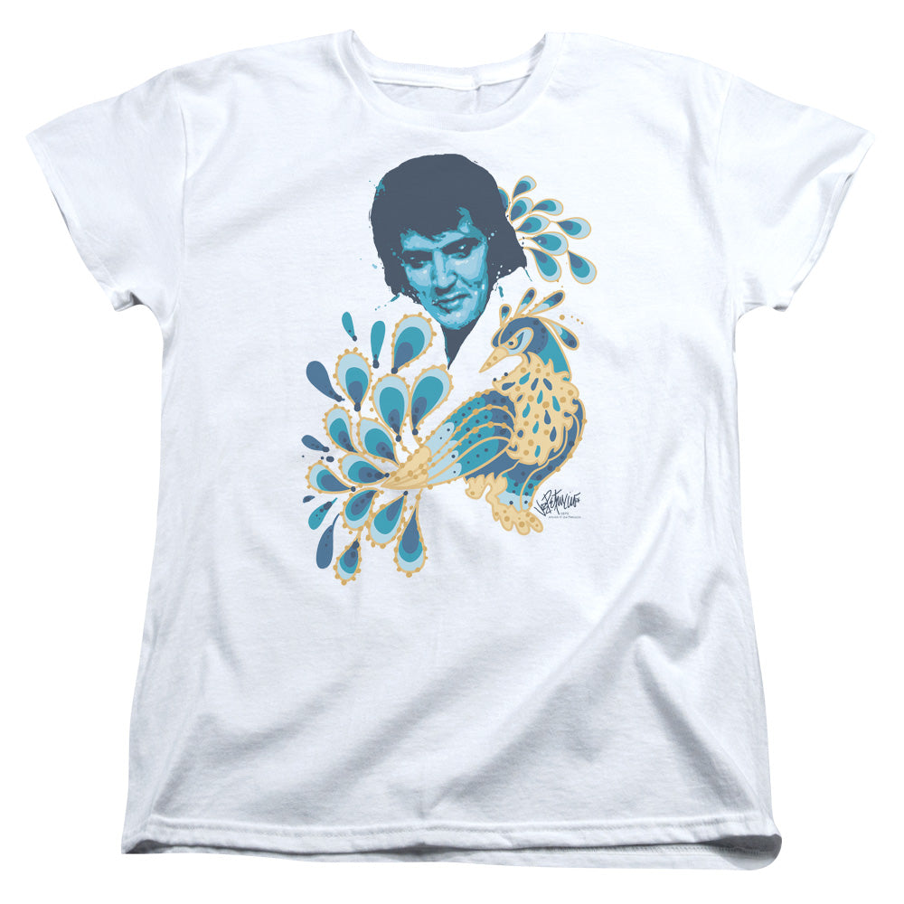 Elvis Presley Peacock Womens T Shirt White