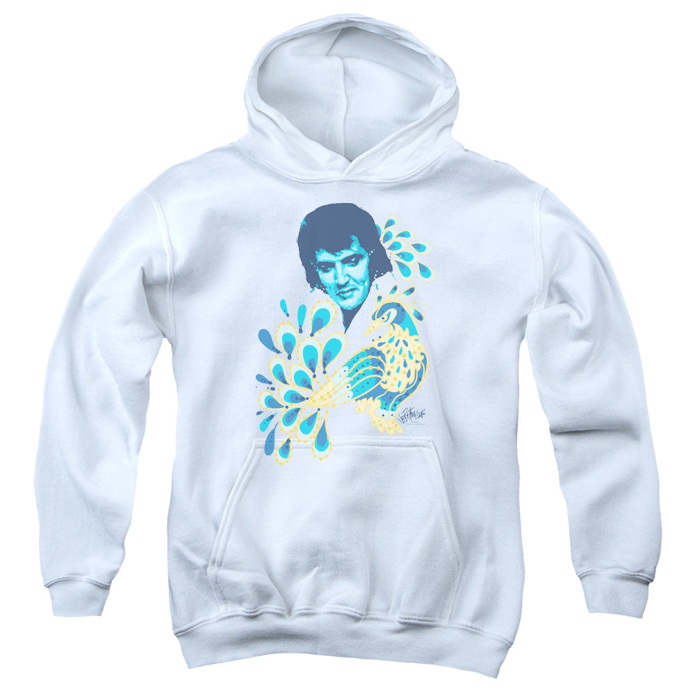 Elvis Presley Peacock Kids Youth Hoodie White