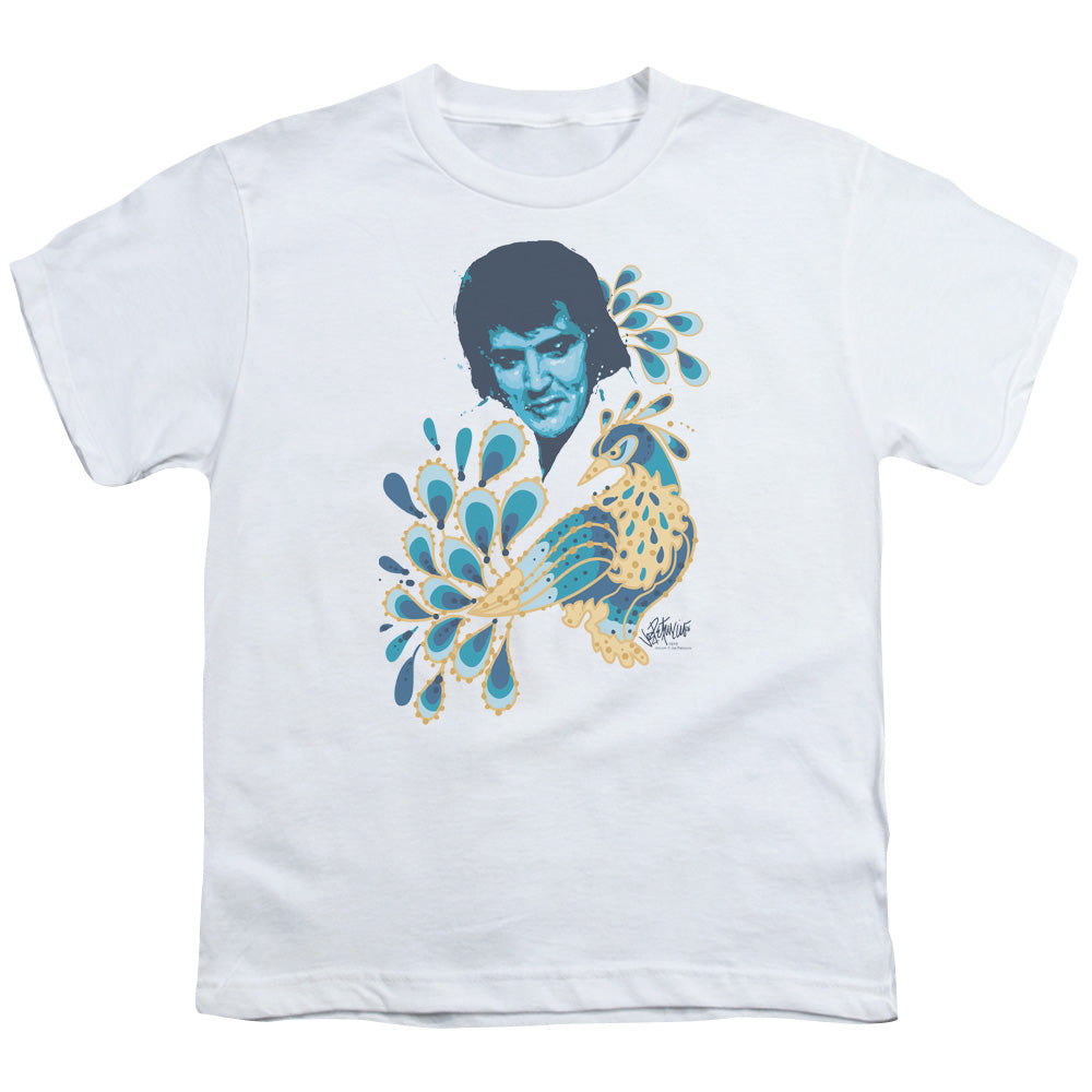 Elvis Presley Peacock Kids Youth T Shirt White