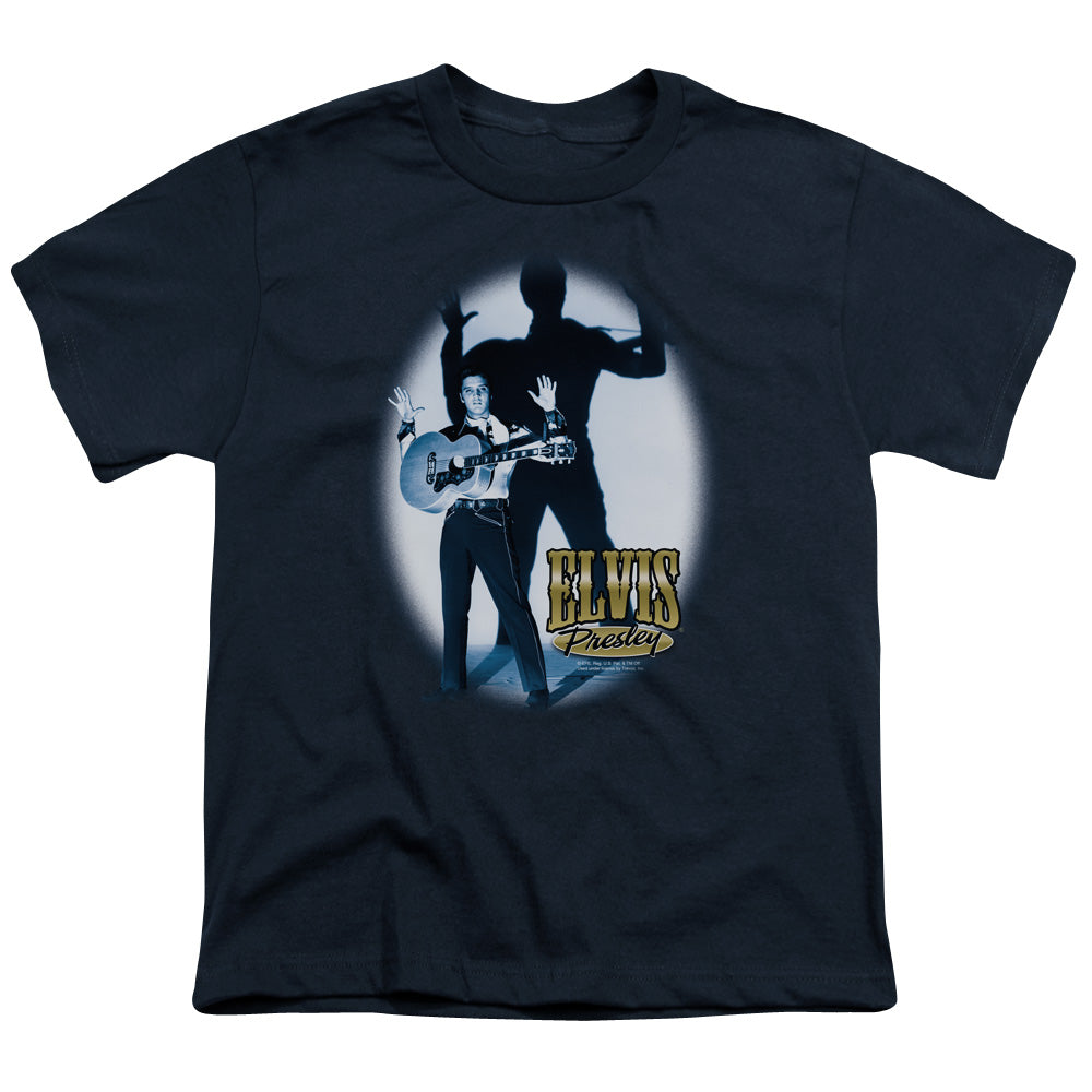 Elvis Presley Hands Up Kids Youth T Shirt Navy