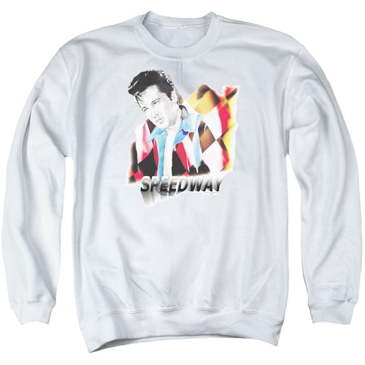 Elvis Presley Speedway Mens Crewneck Sweatshirt White