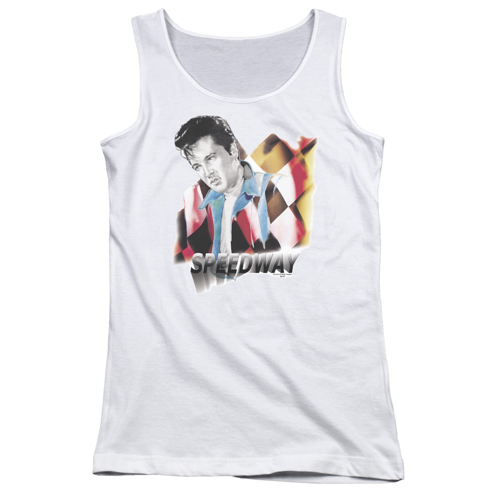 Elvis Presley Speedway Womens Tank Top Shirt White