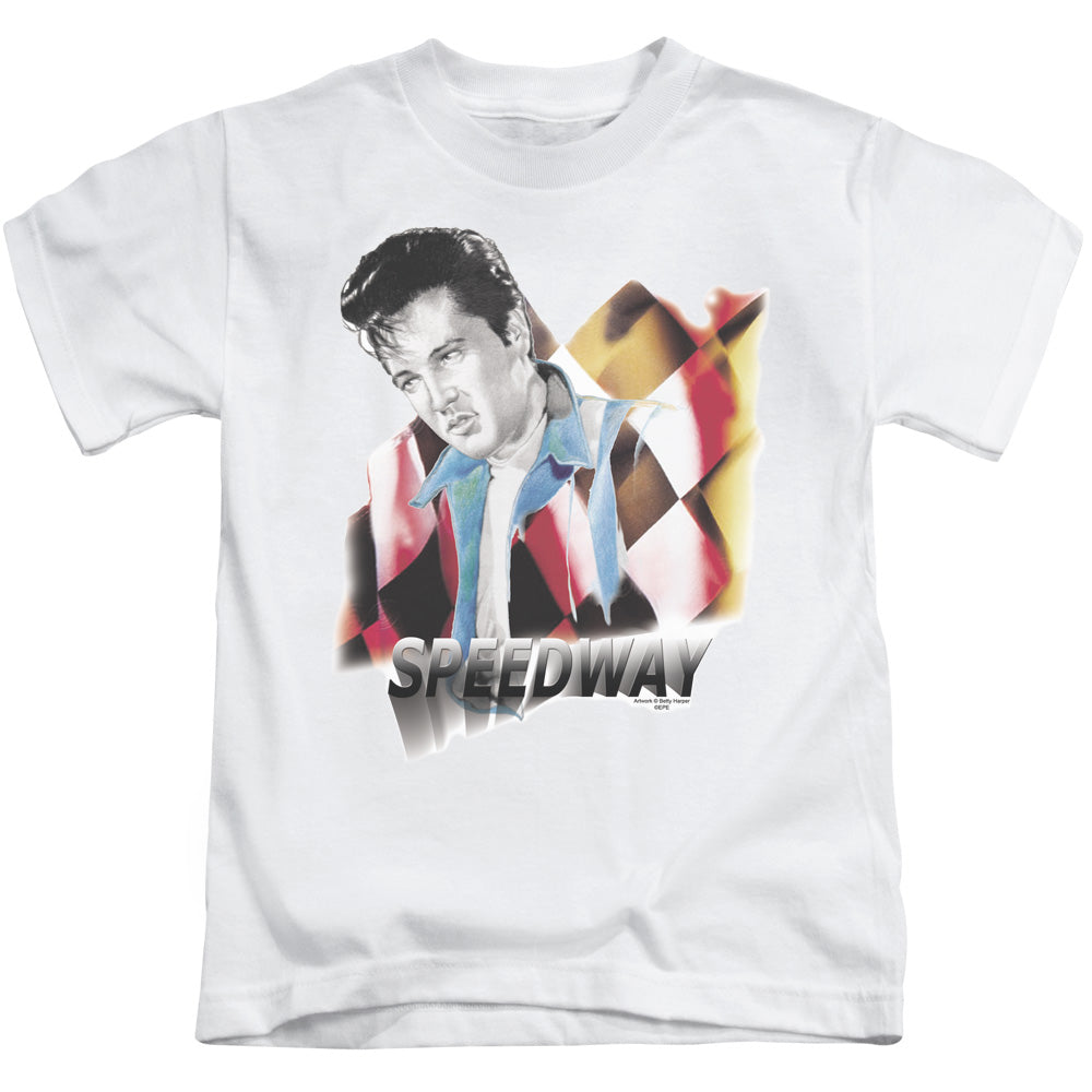 Elvis Presley Speedway Juvenile Kids Youth T Shirt White 