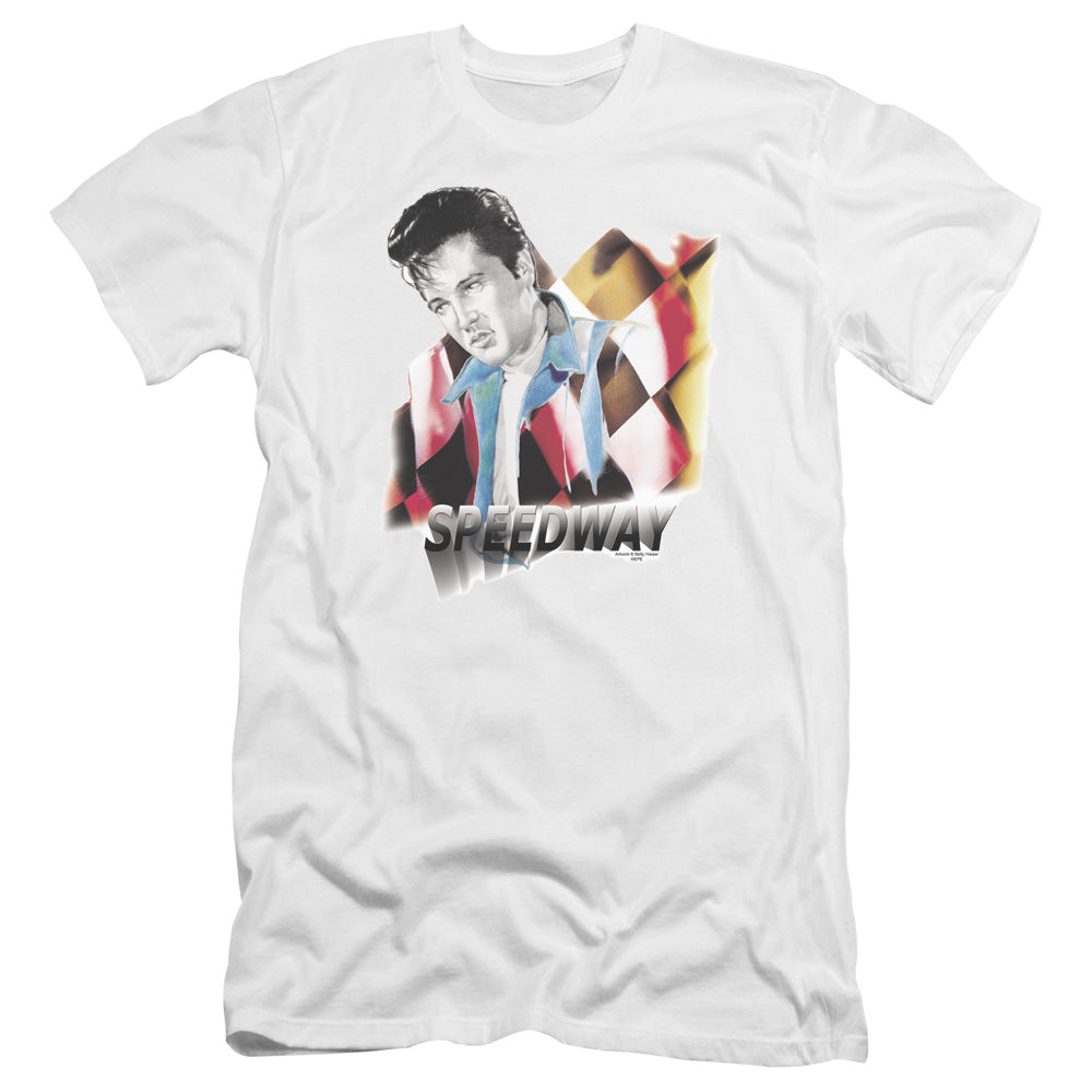 Elvis Presley Speedway Premium Bella Canvas Slim Fit Mens T Shirt White