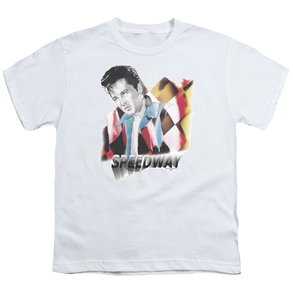 Elvis Presley Speedway Kids Youth T Shirt White