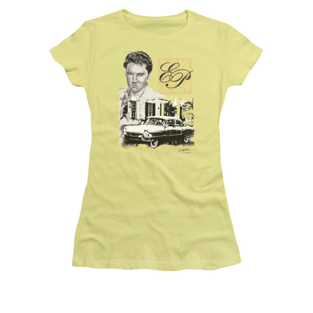 Elvis Presley Ep Junior Sheer Cap Sleeve Womens T Shirt Banana