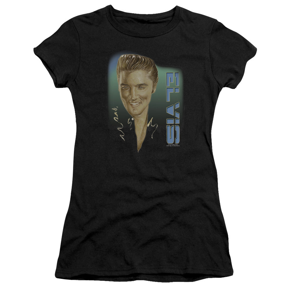 Elvis Presley Elvis 56 Junior Sheer Cap Sleeve Womens T Shirt Black