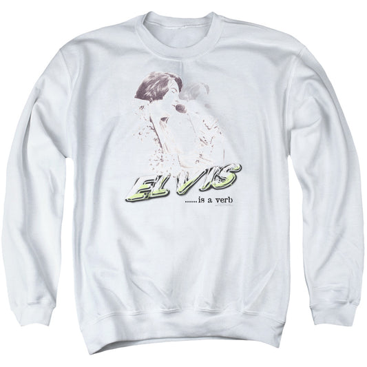 Elvis Presley Elvis is a Verb Mens Crewneck Sweatshirt White