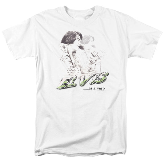 Elvis Presley Elvis is a Verb Mens T Shirt White