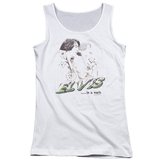 Elvis Presley Elvis is a Verb Womens Tank Top Shirt White