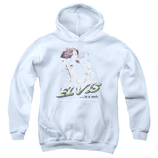 Elvis Presley Elvis is a Verb Kids Youth Hoodie White