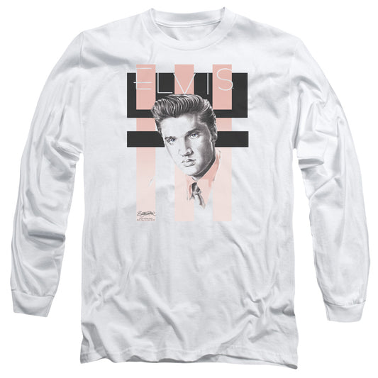 Elvis Presley Retro Mens Long Sleeve Shirt White