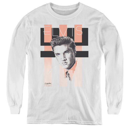 Elvis Presley Retro Long Sleeve Kids Youth T Shirt White