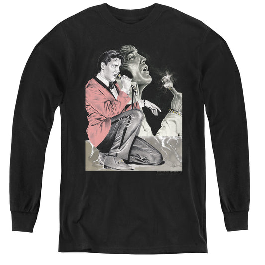 Elvis Presley Rock N Roll Oke Long Sleeve Kids Youth T Shirt Black