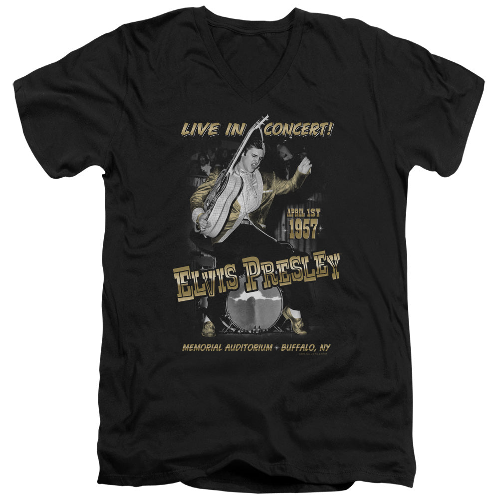 Elvis Presley Live in Buffalo Mens Slim Fit V-Neck T Shirt Black