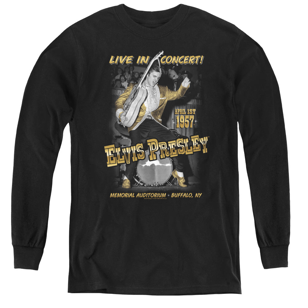 Elvis Presley Live in Buffalo Long Sleeve Kids Youth T Shirt Black