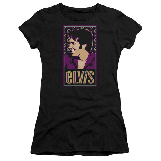 Elvis Presley Elvis is Junior Sheer Cap Sleeve Womens T Shirt Black