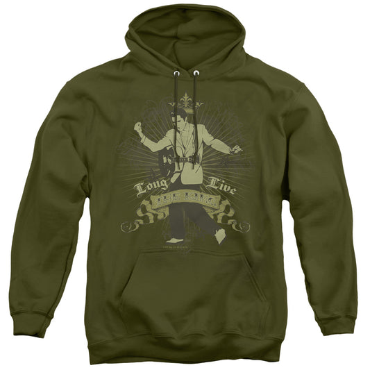 Elvis Presley Long Live the King Mens Hoodie Military Green