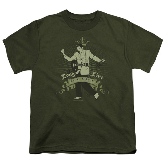 Elvis Presley Long Live the King Kids Youth T Shirt Military Green