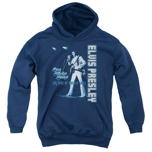 Elvis Presley One Night Only Kids Youth Hoodie Navy