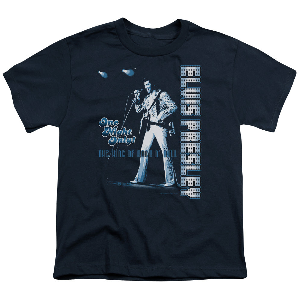 Elvis Presley One Night Only Kids Youth T Shirt Navy