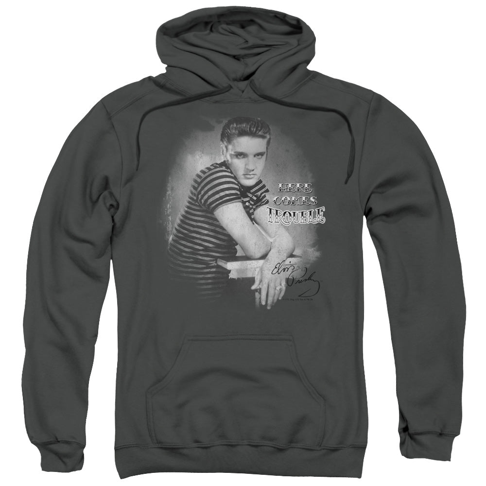 Elvis Presley Trouble Mens Hoodie Charcoal