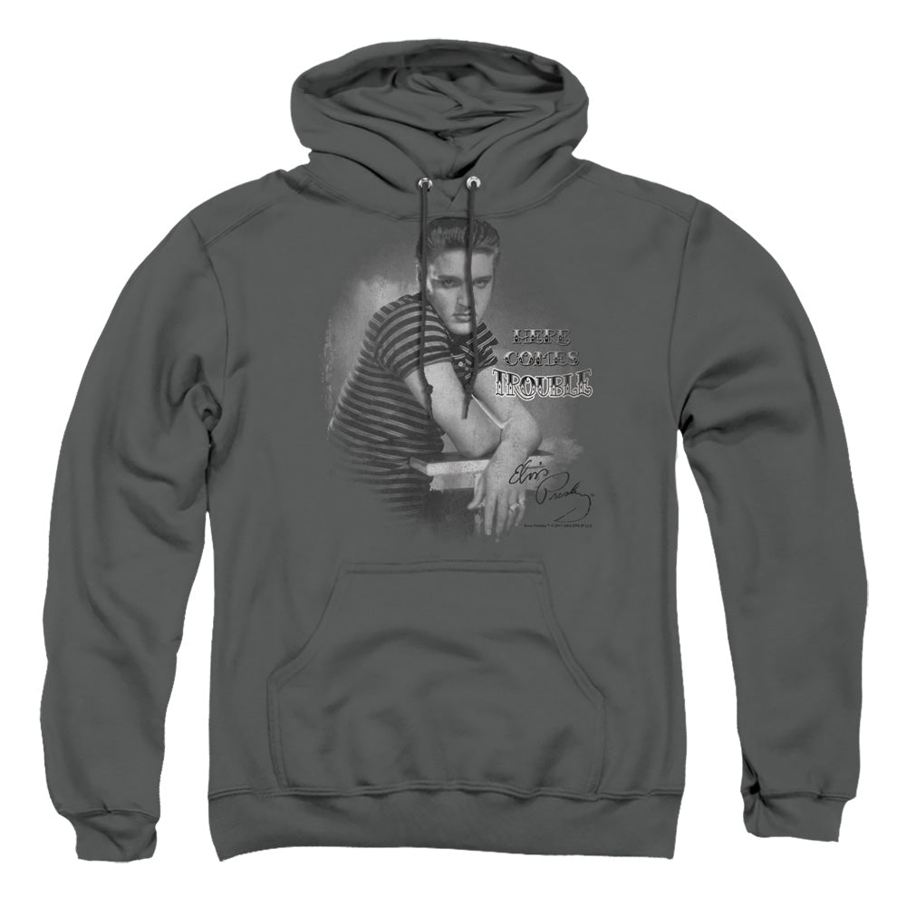 Elvis Presley Trouble Mens Hoodie Charcoal