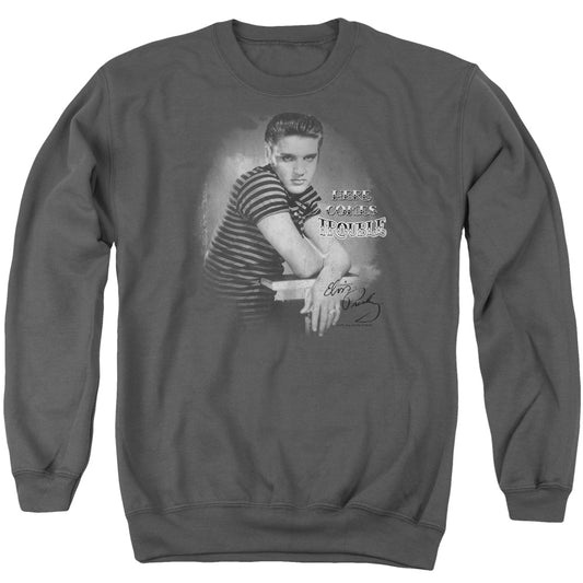 Elvis Presley Trouble Mens Crewneck Sweatshirt Charcoal