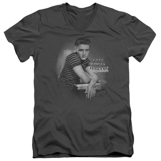 Elvis Presley Trouble Mens Slim Fit V-Neck T Shirt Charcoal