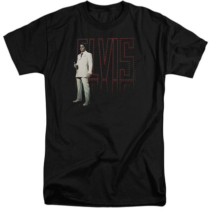 Elvis Presley White Suit Mens Tall T Shirt Black