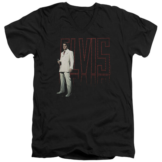 Elvis Presley White Suit Mens Slim Fit V-Neck T Shirt Black