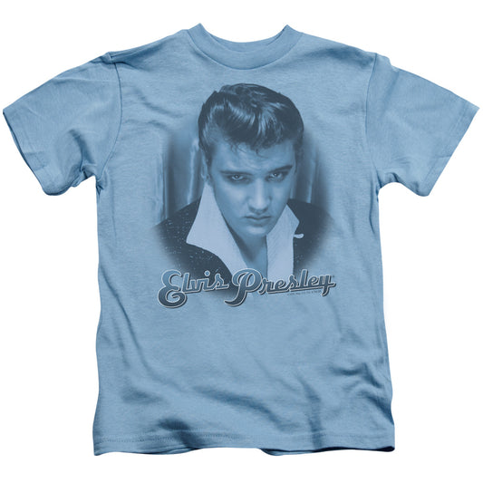 Elvis Presley Blue Suede Fade Juvenile Kids Youth T Shirt Carolina Blue 