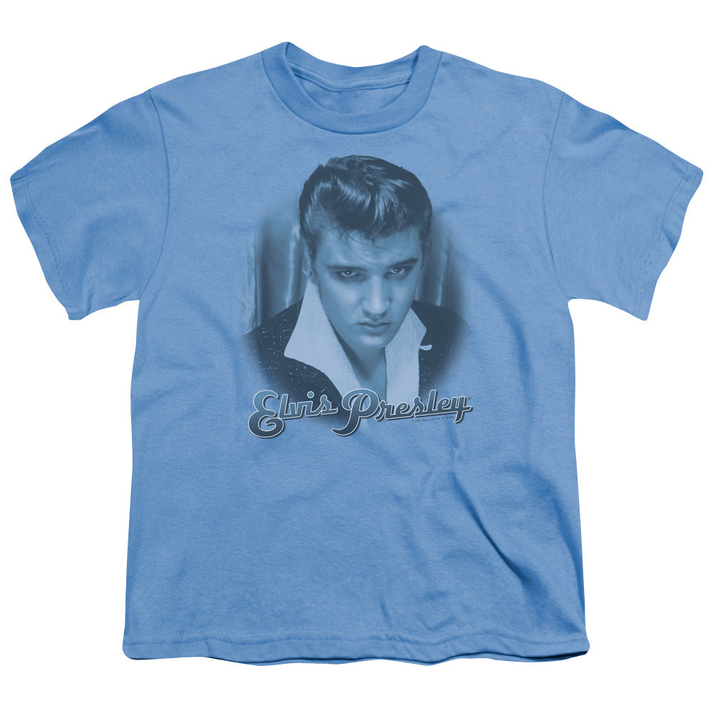 Elvis Presley Blue Suede Fade Kids Youth T Shirt Carolina Blue