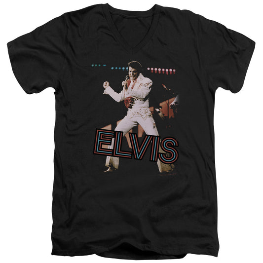 Elvis Presley Hit the Lights Mens Slim Fit V-Neck T Shirt Black