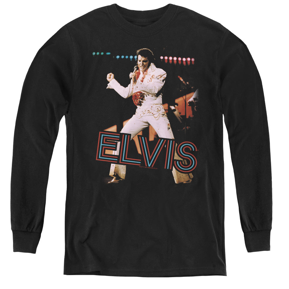 Elvis Presley Hit the Lights Long Sleeve Kids Youth T Shirt Black