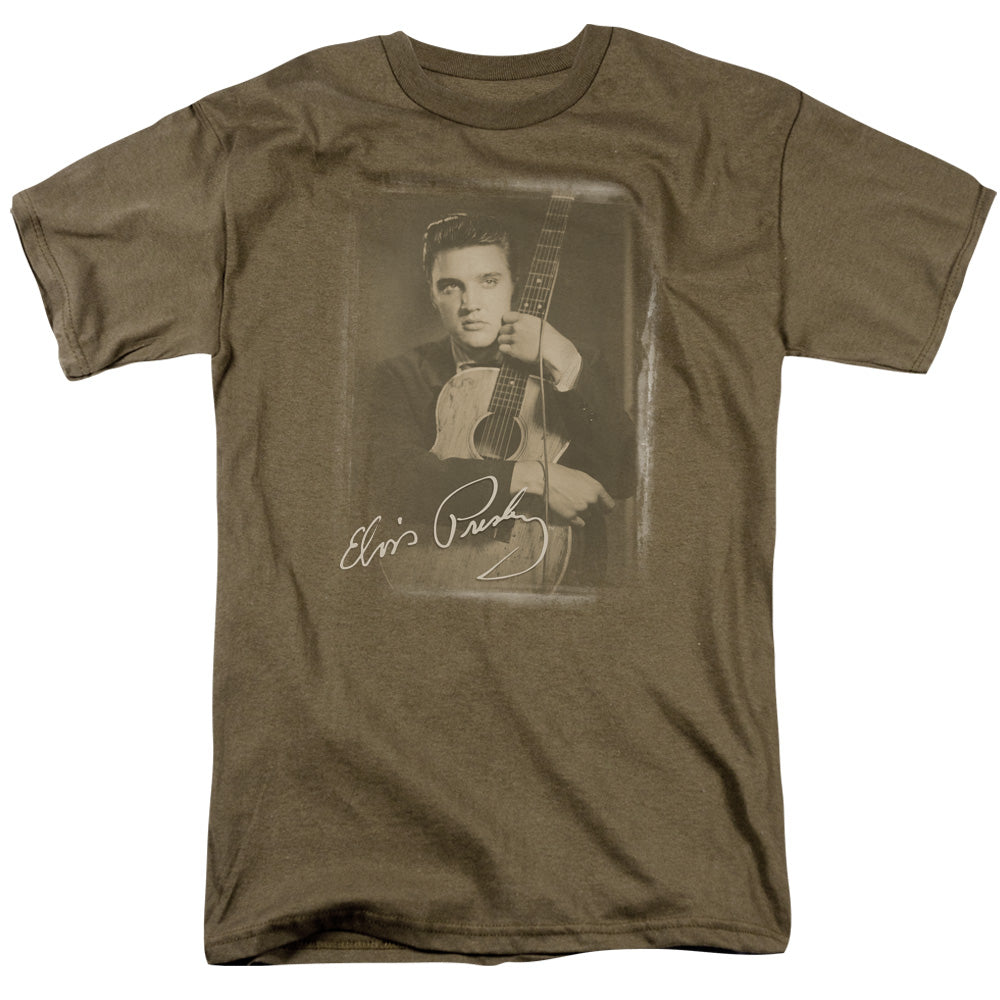 Elvis Presley Guitar Man Mens T Shirt Safari Green