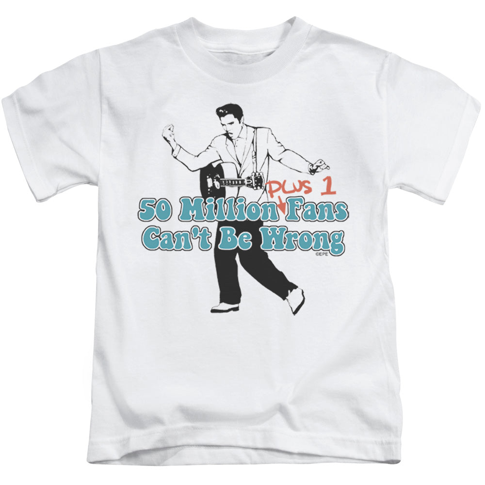 Elvis Presley 50 Million Fans Plus 1 Juvenile Kids Youth T Shirt White 