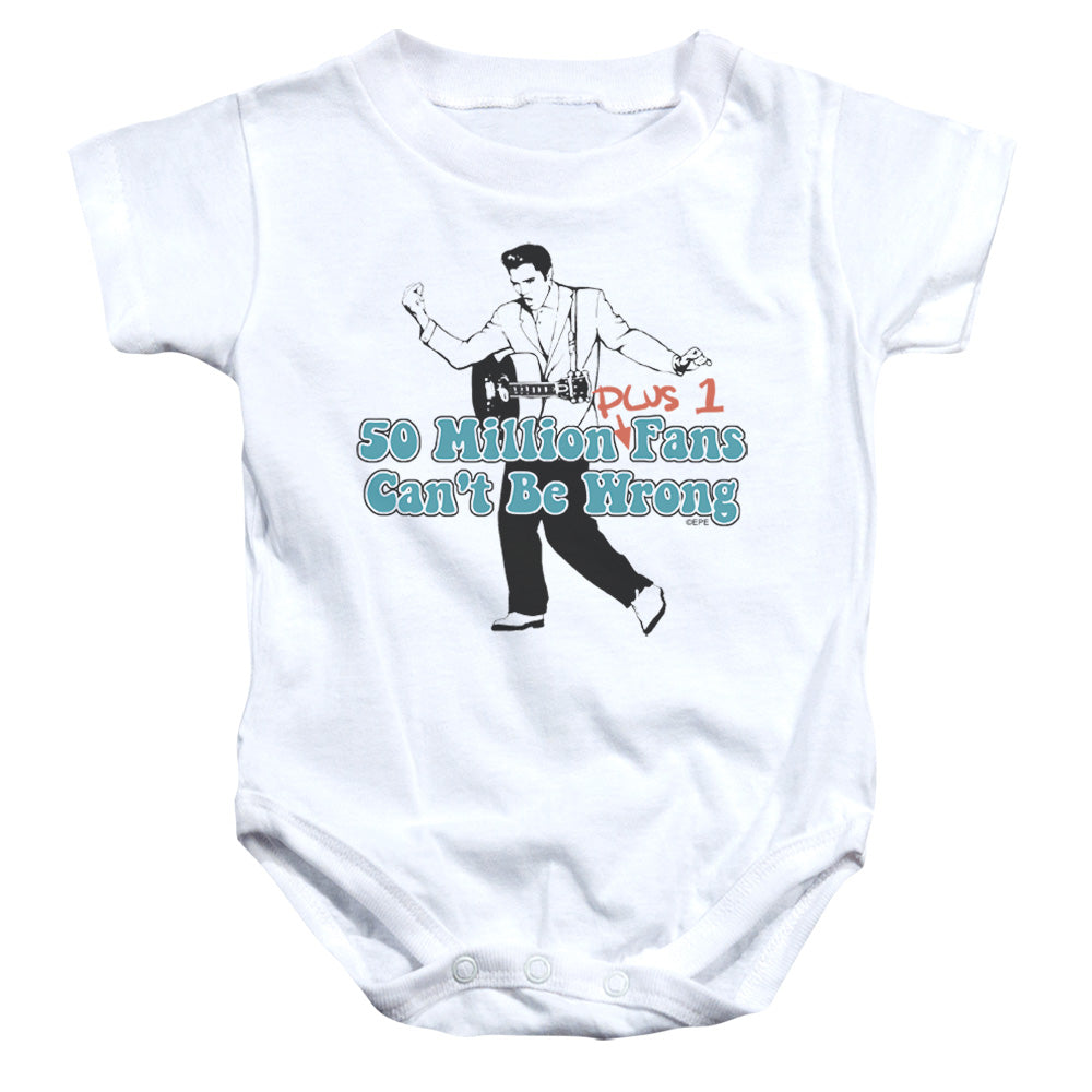 Elvis Presley 50 Million Fans Plus 1 Infant Baby Snapsuit White 