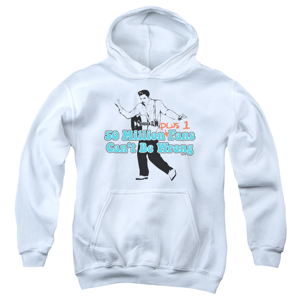 Elvis Presley 50 Million Fans Plus 1 Kids Youth Hoodie White